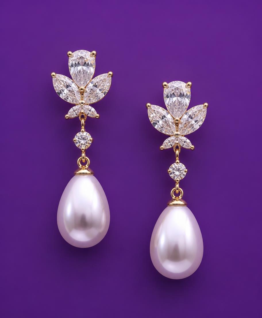 Boucles Goutte, Cristaux taillés & perle goutte