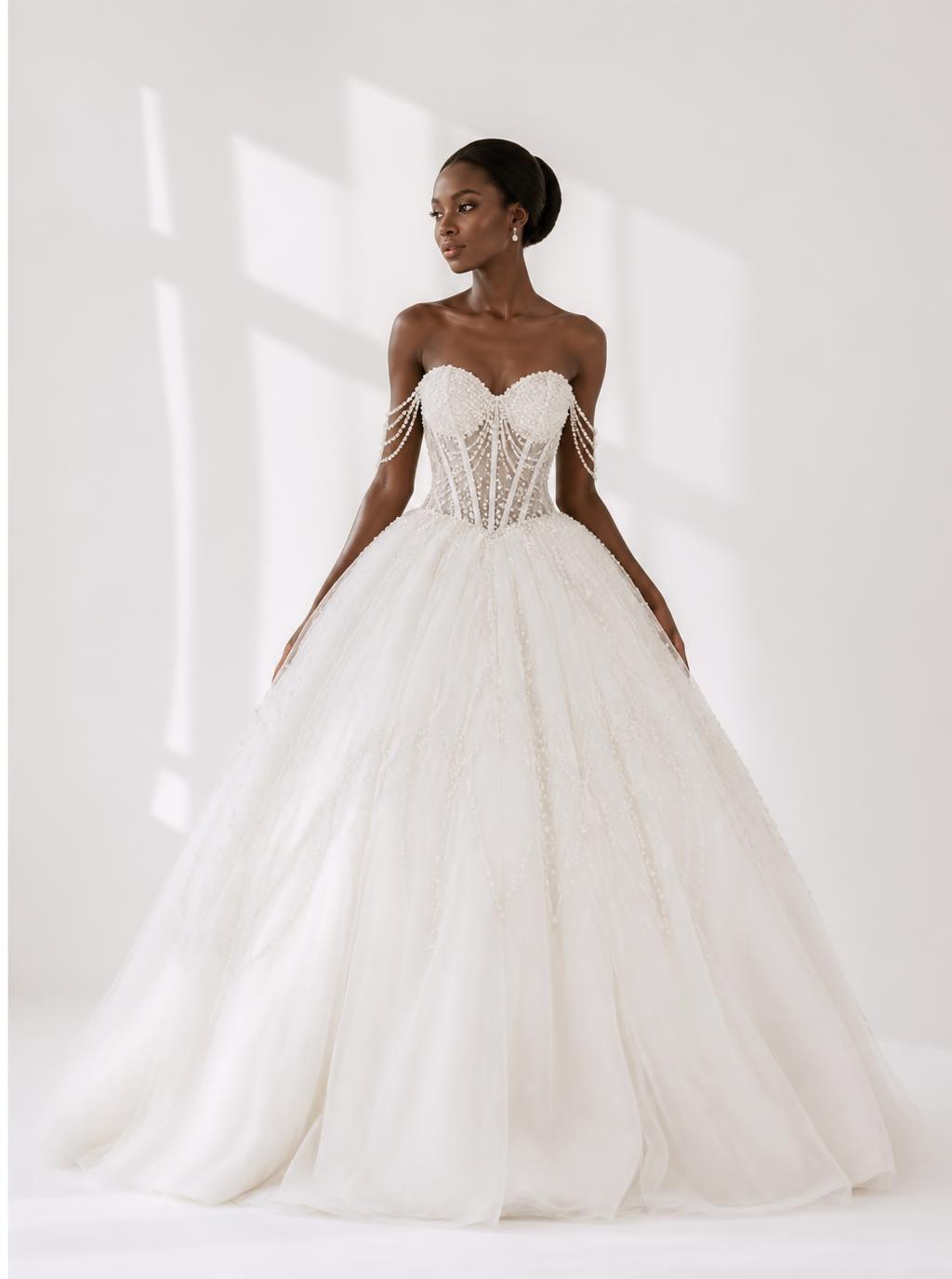 Reine de Perles, Tulle multicouche & perles nacrées